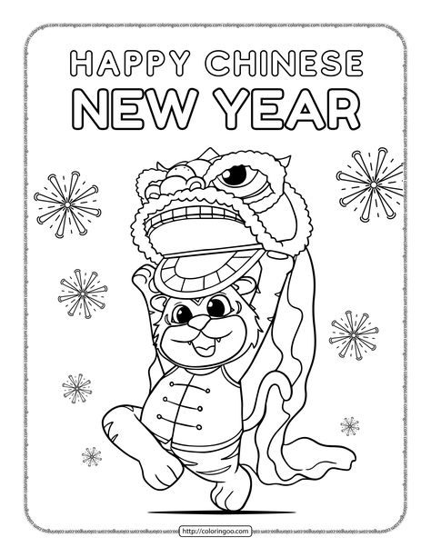 Happy Chinese New Year Coloring Pages Chinese New Year Colouring, Chinese New Year Coloring Pages, Arctic Fox Facts, Gingerbread Man Coloring Page, New Year Coloring Pages, Fun Facts For Kids, Dragon Dance, Happy Thanksgiving Day, Wallpaper Dekstop