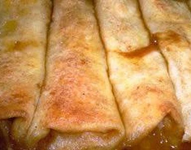 Apple Pie Enchiladas | Just A Pinch Recipes Apple Enchiladas Recipe, Apple Enchiladas, Can Apple Pie Filling, Apple Pie Enchiladas, Easy Enchilada Recipe, Apple Recipes Easy, Apple Pie Filling, Chicken Enchilada Recipe, Food Contest