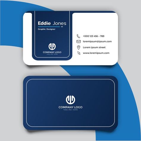 Blue Visiting Cards Design, Blue Visiting Card, Visiting Cards Design Business, Visiting Cards Design, Blue Business Card Design, Business Card With Qr Code, White Business Card Design, Business Card Ideas, Business Card Icons