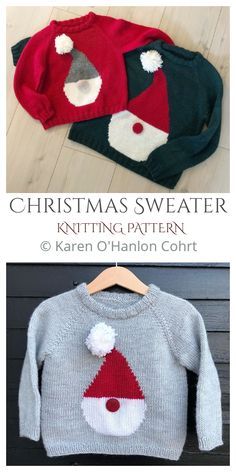 Free Baby Sweater Knitting Patterns, Kids Sweater Pattern, Easy Baby Knitting Patterns, Christmas Knitting Patterns Free, Santa Sweater, Baby Headbands Crochet, Kids Christmas Sweaters, Baby Boy Knitting Patterns, Jumper Knitting Pattern