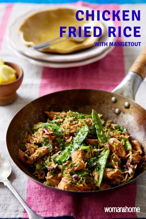 Chicken fried rice with mangetout is a speedy midweek meal that’s packed with Asian flavours. This easy recipe will become a household staple in no time at all, it’s so quick to make but so delicious, and uses ingredients you’ll likely have in the cupboards or fridge.  #chickenrecipes #quickdinnerideas #easylunches Mangetout Recipe, Midweek Meals, Citrus Chicken, Chicken Fried Rice, Chicken Fried, Asian Flavors, Main Course Recipes, Easy Lunches, Rice Dishes