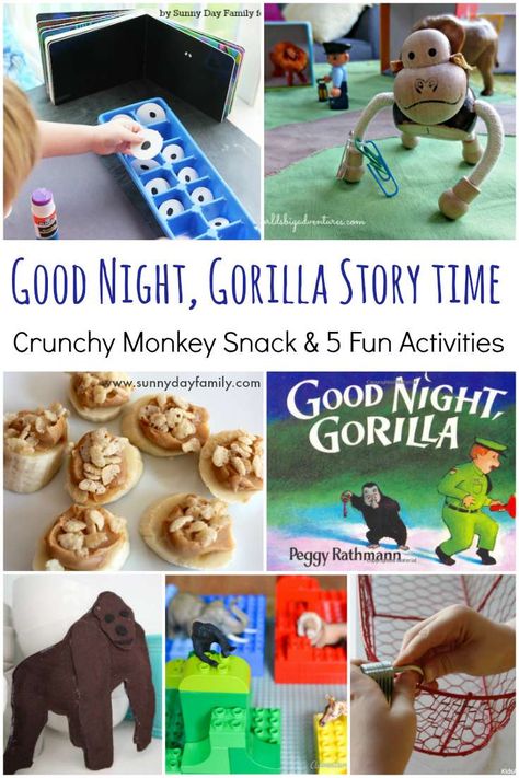 Everything you need for a Good Night, Gorilla story time including a yummy snack and 5 fun extension activities! Goodnight Gorilla Craft, Snack Activities, Time For Preschoolers, Good Night Gorilla, Goodnight Gorilla, Gorilla Craft, Picture Book Activities, Childrens Books Activities, Literature Activities