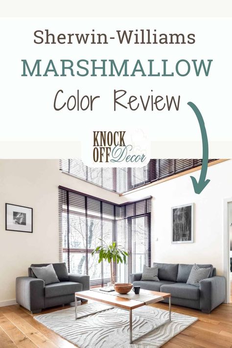 Sherwin Williams Marshmallow Color Review – A Dreamy Creamy White - KnockOffDecor.com Marshmallow Paint Color, Sw Marshmallow, Sherwin Williams Marshmallow, Marshmallow Paint, Pure White Sherwin Williams, Sherwin Williams White, Popular Paint Colors, Cabinet Remodel, Dreamy Whites