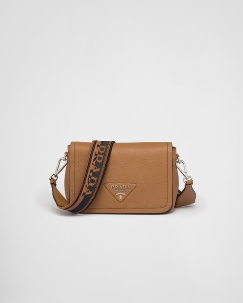 Caramel Leather shoulder bag | PRADA Ysl Lip, Tape Shoulder, Tods Bag, Louis Vuitton Neonoe, Metal Lettering, Luggage Bags Travel, Messenger Bag Backpack, Small Leather Bag, Prada Shoulder Bag