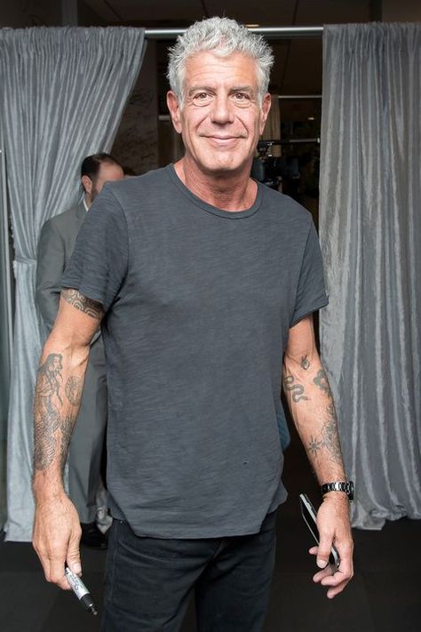 Anthony Bourdain Tattoo, Celebrities Who Died, Asia Argento, Chef Styles, Tattoo Inspiration Men, Anthony Bourdain, 1 Tattoo, Celebrity Chefs, Arm Tattoos For Guys