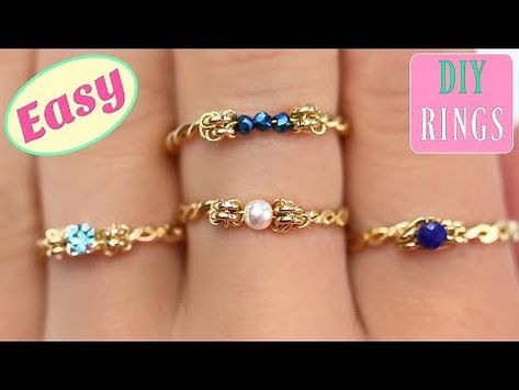 Wire Wrapping Rings, Wire Rings Ideas, Diy Rings Easy, Rings With Beads, Wire Wrapped Jewelry Rings, Jewel Rings, Wire Rings Tutorial, Diy Wire Jewelry Rings, Jewelry Making Tutorial