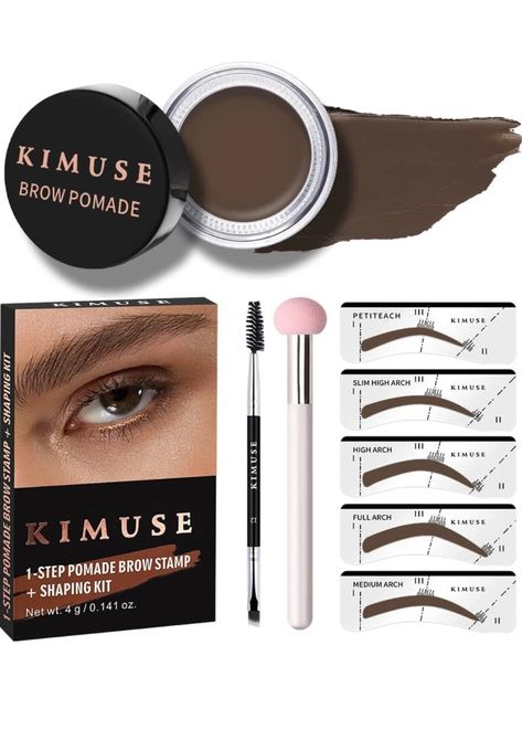 KIMUSE Eyebrow Stamp Stencil Kit, Eye Brow Stamping Kit for Perfect Brows Stencil and Stamp Kit, Brow Gel with Eyebrow Stencils and Eyebrow Brush, Waterproof Eyebrow Stamp (MEDIUM BROWN) Anastasia Brow Pomade, Brow Stamp, Eyebrow Stencils, Eye Brow Stamp Kit, Eyebrow Pomade, Brow Stencils, Eyebrow Stamp, Eyebrow Stencil, Waterproof Eyebrow