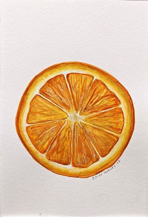 Orange Slice Art, Orange Slice Drawing, Orange Slice Painting, Oranges Drawing, Orange Drawings, Painting Of Oranges, Art Explained, Orange Paintings, Painting Of Fruit