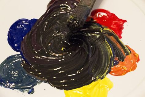 How to Make the Color Black Paint (with Pictures) | eHow How To Make The Color Black, How To Make Black Paint, What Colors Make Black, Black Objects, Mixing Paint Colors, Black Paint Color, The Color Black, Limited Palette, Color Mixing Chart