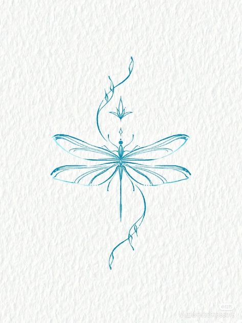 Be Mindful Tattoo, Dragon Fly Tattoo Small Simple, Dainty Dragonfly Tattoo For Women, Women Tattoos Meaningful Strength, Elegant Dragonfly Tattoo, Blue Dragon Fly Tattoo, Feminine Tattoos Leg, Whimsical Nature Tattoos, Abstract Dragonfly Tattoo