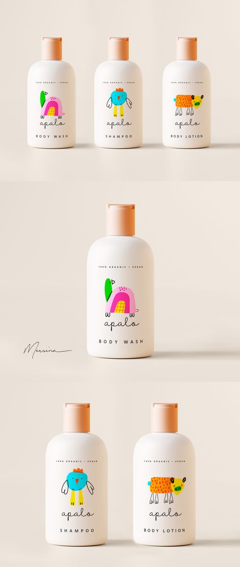 Modern Packaging Design Inspiration, Shampoo Design Packaging, Baby Packaging Design, Baby Branding Packaging, Kids Shampoo Packaging, Kids Packaging Design, Lotion Packaging Design, Shampoo Branding, Baby Graphic Design