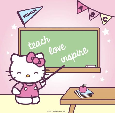 Art Teacher Aesthetic, Teacher Vision Board, Sailor Moon Quotes, Teacher Wallpaper, Hello Kitty School, Hello Teacher, Teacher Aesthetic, Class Theme, Cat Birthday Party