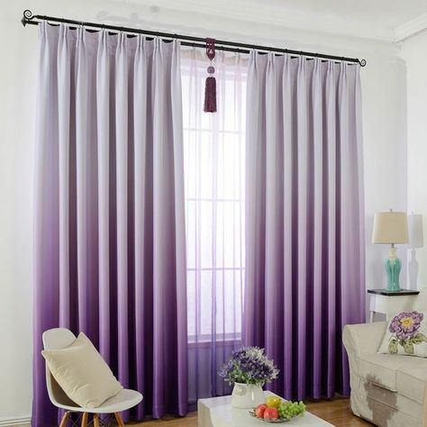 Purple Curtains Bedroom, Pink Bedroom Curtains, Living Room Romantic, Dip Dye Curtains, Grey And White Curtains, Drapes Bedroom, Room Romantic, Dye Curtains, Purple Bedroom Decor