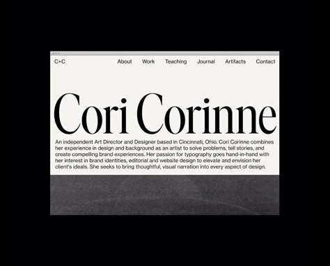 Cori Corinne portfolio website - Fonts In Use Defining Yourself, Portfolio Website Inspiration, Artist Portfolio Website, Unique Website Design, Photography Portfolio Website, Website Fonts, Portfolio Website Design, Website Design Layout, Modern Website