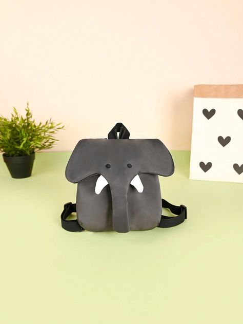 Dark Grey  Collar  Polyester Animal Novelty Bag Embellished   Kids Bags & Luggage Bags Ideas, Flap Backpack, Elephant Design, Kids Bags, Dark Grey, Adjustable Straps, Magnets, Elephant, Backpacks