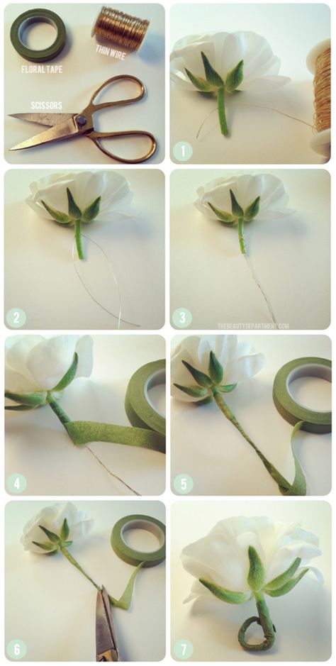 DIY Details: Wedding Hair Flowers In Hair For Wedding, Hair Flowers Diy, Hair For Wedding, Diy Fleur, Flower Hair Pins, Fleurs Diy, The Beauty Department, How To Wrap Flowers, Fresh Hair