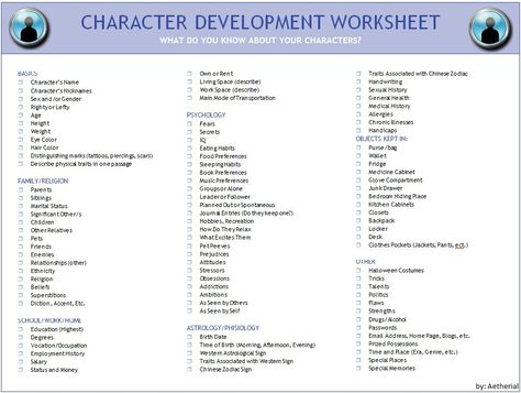 Checklist for character development. Created by myself, compiled from questions gleaned from several sources, and some of my own additions. See it in action: HERE It should be noted, that not every... Character Development Worksheet, Character Questionnaire, Character Questions, Writing Characters, Writers Write, Creating Characters, Book Writing Tips, Writing Resources, Writing Life