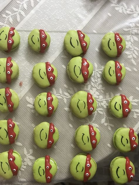 Turtle Birthday Parties, Ninja Turtles Birthday Party, Ninja Turtle Birthday, Turtle Birthday, Billiard Balls, Billiard Table, Ninja Turtles, Turtles, Macarons