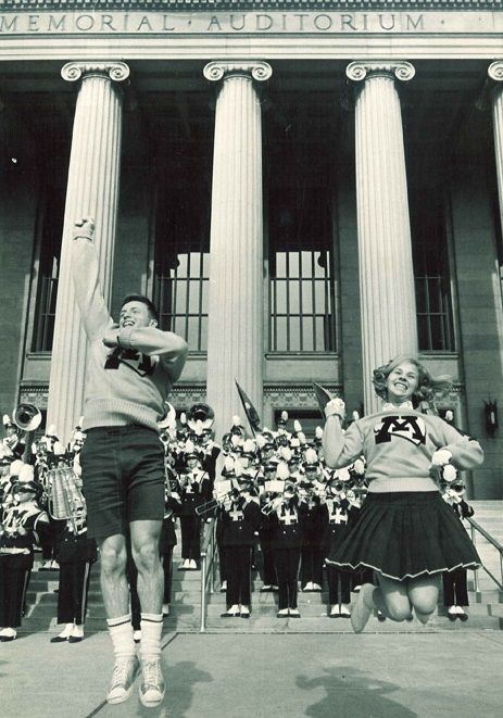 1970 University of Minnesota Homecoming rally. Cheerleading Pictures, Pep Rally, Cheer Uniform, University Of Minnesota, Aesthetic Vintage, Just Girl Things, Homecoming, Graduation Party, Cheerleading