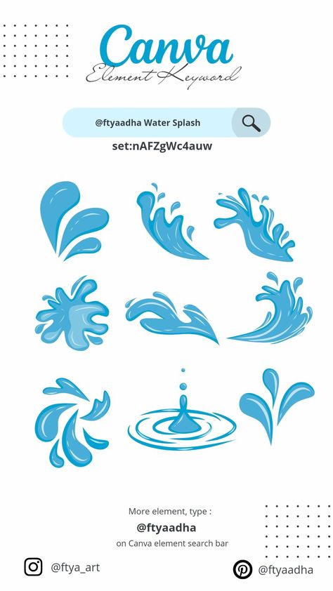 Canva Element Keyword Water Splash flowerbuck Kode Canva, Canva Keywords Elements, Canva Free Elements, Canva Keywords, Canva Frames, Graphic Shapes Design, Keyword Elements Canva, Alphabet Photos, Canva Element Keyword