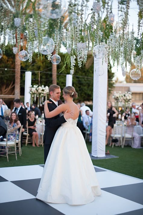 Enchanted Garden Wedding Ceremony Decor, Dance Floor Hanging Decor, Wedding Dance Floor Decorations, Hanging Wisteria Wedding, Dance Floor Decorations, Checkered Dance Floor Wedding, Wedding Dance Floor Ideas, Dance Floor Ideas, Vines Photography