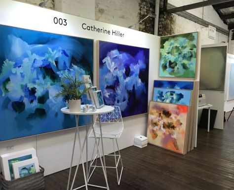 Meet The Others: Catherine Hiller – Canvas: a blog by Saatchi Art Art Exhibition Aesthetic, Artist Booth, Canvas Stand, Artist Space, Studio Display, Art Fair Booth, Manifesting 2024, Exhibition Ideas, Fair Booth