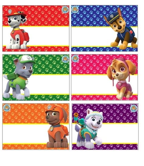 Customized Paw Patrol Food Labels Paw By Veronicavaselinarts 5BF Paw Patrol Food Labels, Paw Patrol Food, Paw Patrol Names, Personalized School Supplies Labels, Paw Patrol Favors, School Labels Printables, Birthday Gift Tags Printable, Paw Patrol Stickers, Imprimibles Paw Patrol