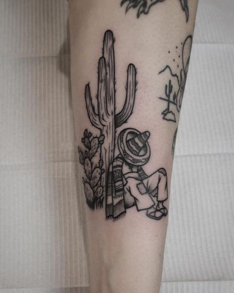 TwitterFacebookBufferLinkedInPin It Cactus and sleeping Mexican guy with a sombrero inked on the forearm Related Tattoos Mexican Tattoo, Cowboy Tattoos, Mexican Art Tattoos, Aztec Tattoo Designs, Cactus Tattoo, Tattoo On Forearm, Aztec Tattoo, How To Sleep, New Tattoo