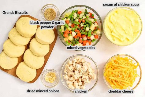 Grands Mini Chicken Pot Pie, Mini Chicken Pot Pies In Muffin Tin, Grands Biscuit Pot Pie Recipe, Pillsbury Mini Chicken Pot Pies, Turkey Pot Pie Muffin Tin, Chicken Pot Pie Biscuit Cups, Homemade Pot Pie With Biscuits, Chicken Pot Pie Personal Size, Muffin Tin Pot Pie Chicken Potpie