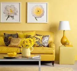 Grey Room Decor, Grey And Yellow Living Room, Yellow Decor Living Room, Monochromatic Room, Room Color Combination, Colorful Interior Design, Interior Color Schemes, Yellow Room, Yellow Living Room