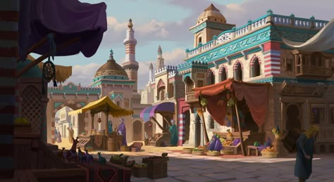 ArtStation - India market, eun flower Fruit Banana, My Fantasy World, Indian Architecture, Fantasy City, Fantasy Places, Matte Painting, Fantasy Art Landscapes, Fantasy Concept Art, Arabian Nights