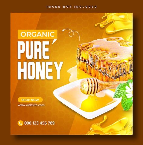 PSD organic honey post social media bann... | Premium Psd #Freepik #psd #honey-post #honey #honey-flyer #honey-bee Social Media Banner Design, Honey Art, Honey Packaging, Honey Shop, Post Ad, Social Media Poster, Poster Background, Banner Template Design, Organic Honey