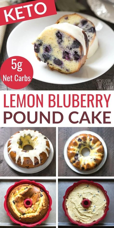 Have company coming or need something for a special brunch? This low carb blueberry cake recipe is sure to please all! Keto Blueberry Pound Cake, Keto Blueberry Cake, Keto Blueberry Desserts, Keto Pound Cake Recipes, Low Carb Blueberry Recipes, Blueberry Keto Recipes, Leto Deserts, Low Carb Pound Cake, Low Carb Cakes