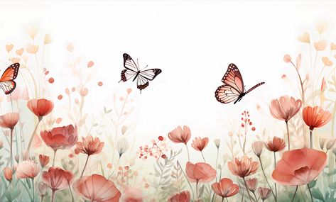 Watercolor pattern of a landscape of blossoms, flower, branches and butterflies with a sky background Butterfly Background Landscape, Butterfly Background, Easy Drawings Sketches, Flower Branch, Butterfly Pattern, Watercolor Pattern, Blossom Flower, Abstract Art Painting, Drawing Sketches