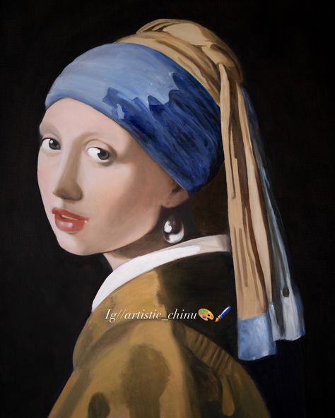 art immediates life, life immediates art until both forget, who is copying who ? 🎨🖌️ . Girl with pearl earring 💎 . #painting #oiloncanvas #oiloncanvas #oilpainting #artistic_chinu #oldpainting #johannesvermeer #dutch #dutchartist #oldmasters Pearl Earring Painting, Earring Painting, Girl With Pearl Earring, Girl Painting, Johannes Vermeer, Dutch Artists, Old Paintings, Pearl Earring, Oil On Canvas