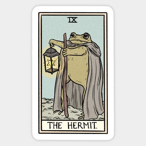 The Hermit Tarot Aesthetic, Frog Tarot Card, Tracycore Aesthetic, Tarot Art Aesthetic, Hermit Aesthetic, Tracy Core, Tarot Funny, Hermit The Frog, The Hermit Tarot Card