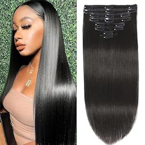 Clip in Hair Extensions Real Human Hair Clip ins Remy Human Hair Clip in Extensions Black Women Invisible Natural Straight Seamless Clip on Hair Extensions 8pcs Double Weft #1B 16 Inch 2.8oz/80g Clip In Extensions Black Women, Extensions Black Women, Clip On Hair Extensions, Hair Clip Ins, Hair Clip In Extensions, Real Human Hair Extensions, Human Hair Clip Ins, Clip In Hair, Clip In Extensions