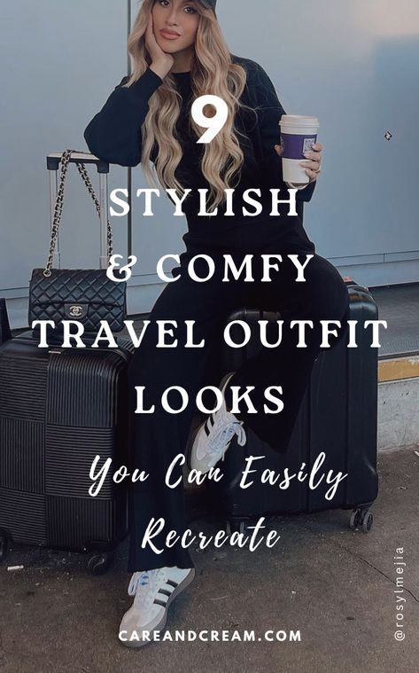 Jet off in style with our blog's 9 stylish and comfy travel outfits. Learn how to dress for travel with our cute and chic airport outfit ideas. Perfect for any journey and sure to keep your airport style top-notch and your travel wardrobe comfortable yet stylish. Outfit Ideas For Traveling Airport Style, Comfy Airplane Outfit, Summer Airport Outfit Travel Style 2024, Amazon Airport Outfit, What To Wear On An Airplane, Airplane Travel Outfit Ideas, Chic Travel Outfit Airport Style, Best Airport Outfits For Women, Outfits For Airplane Travel