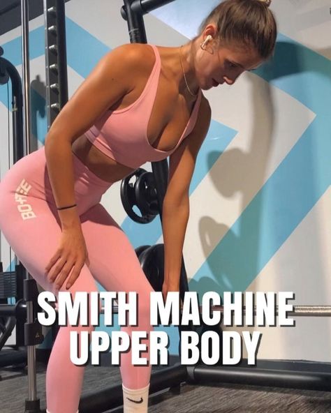 Niamh Wortham’s Instagram post: “SMITH MACHINE UPPER BODY🔥. Full upper body workout using only the SMITH MACHINE💪🏼. If your looking to work all areas of your upper body in…” Back Workout Smith Machine, Smith Machine Arm Workout, Smith Machine Upper Body Workout, Smith Machine Workout, Tricep Press, Machine Workouts, Full Upper Body Workout, Single Arm Row, Smith Machine