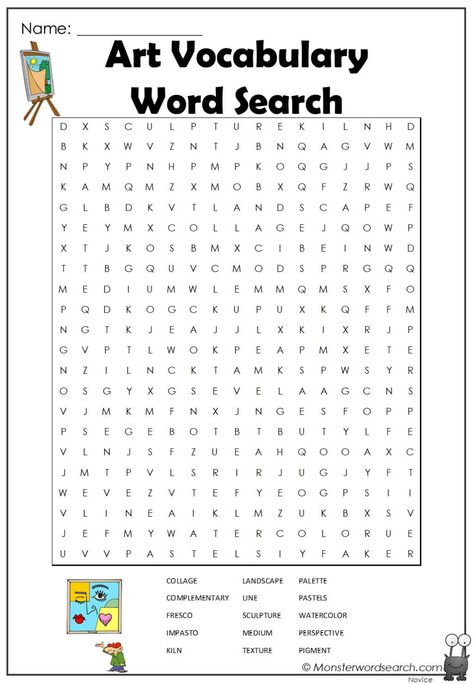 cool Art Vocabulary Word Search Art Vocabulary Words, Art Vocabulary Worksheets, Art Word Search, Art Vocabulary, Art Quiz, Art Handouts, Start Studying, Word Search Printables, Art Lessons Middle School