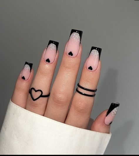 Black Nail Designs Short, Chalkboard Nails, Teen Nails, Girls Nail Designs, Wow Nails, Ombre Acrylic Nails, Acrylic Nails Coffin Pink, Finger Tips, Pretty Acrylic Nails