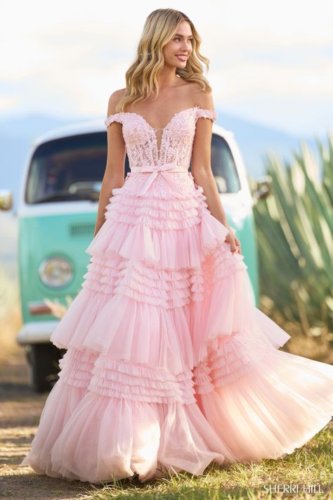 Sherri Hill Corset Dress, Sherri Hill Prom Dresses Long, Prom Dresses Sherri Hill, Prom Sherri Hill, Tiered Prom Dress, Ruffle Prom Dress, Sherri Hill Prom, Sherri Hill Prom Dresses, Prom Dress Stores