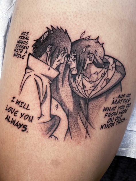 Sasuke Naruto Tattoo, Brother Tattoo Ideas, Kakashi Tattoo, Tato Naruto, Brother Tattoo, Tattoo Font For Men, Naruto Shippuden Naruto, Tattoo Off, Shippuden Naruto