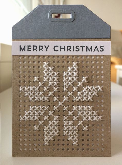 Christmas Gift Tag Ideas, Laser Cut Bunny, Gift Tag Ideas, Stitched Cards, Holiday Sewing, Easy Cross Stitch Patterns, Tag Ideas, Christmas Gift Tag, Gift Tags Diy