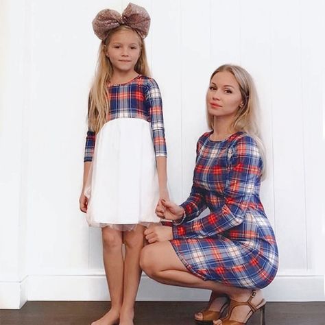 Fashionable Plaid Long-sleeve Dress for Mom and Me at PatPat.com Mom Daughter Outfits, Mommy Daughter Outfits, Mother Daughter Fashion, Mother Daughter Matching Outfits, Mom And Daughter Matching, Mother Daughter Outfits, Mother Daughter Dress, Mommy And Me Dresses, Matching Mom