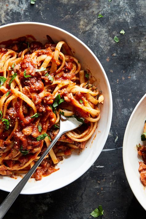 Vegan Bolognese With Mushrooms and Walnuts Recipe - NYT Cooking Veg Bolognese, Walnuts Recipe, Fall Pasta, Vegan Doughnuts, Doughnuts Recipe, Vegan Bolognese, Vegetarian Mains, Cooking Vegan, Red Pesto