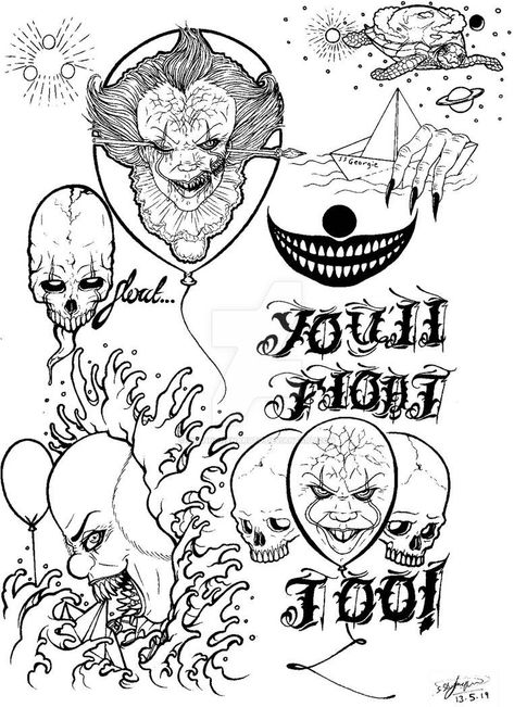 Stephen King It Tattoo, It Tattoo Stephen King, It Tattoo Pennywise, Stephen King Tattoo Ideas, It Tattoo Ideas, Pennywise Tattoo Design, It Tattoo Design, Tattoos Horror, Stephen King Tattoos