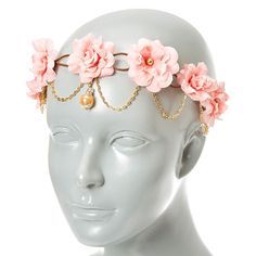 Flower Crown Drawing, Crown Aesthetic, Pink Flower Crown, Flower Headbands, Pink Crown, Headpiece Jewelry, Estilo Grunge, Magical Jewelry, Fashionable Jewelry