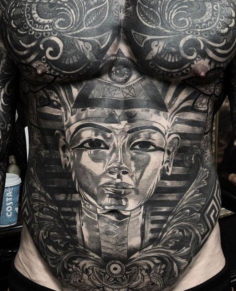 Adem Tattoo 🧿 (@ademtattoo) • Instagram photos and videos Pharaoh Tattoo, Andrew England, Mens Body Tattoos, Full Chest Tattoos, Black Men Tattoos, Stomach Tattoos Women, Stomach Tattoo, Egyptian Tattoo Sleeve, Buddhist Tattoo