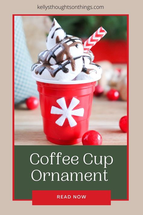 K Cup Christmas Crafts, Coffee Ornaments Diy, Diy Coffee Cup, K Cup Crafts, Starbucks Crafts, Cheap Christmas Crafts, Coffee Cup Crafts, Coffee Ornaments, Chocolate Ornament